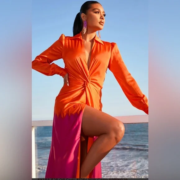 NWT 3X Melissa Ombre Maxi Dress - Orange/combo. A19 - Picture 2 of 9